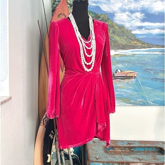 NWT,BTFL-Life, Gorgeous Velvet Dress definitely has the wow factor,Flamingo Pink - Picture 1 of 12